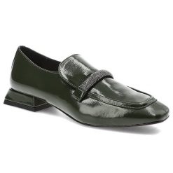 Zielone Półbuty Armodo Eleganckie Obuwie Damskie. Zielone półbuty wsuwane Armodo, bez wzorów, ze skóry, biznesowe, bez obcasa. Za 339.99 zł.