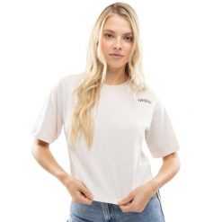 Damski luźny crop top Lifestyle Siroko IBZ Eivissa Ivory. Brązowe topy sportowe SIROKO, bez wzorów, z bawełny. Za 126.00 zł.