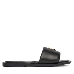 Klapki Eva Minge. Czarne klapki Eva Minge, bez wzorów, bez obcasa, bez zapięcia. Za 379.99 zł.