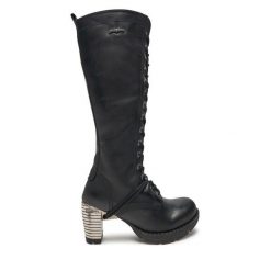 Kozaki NEW ROCK. Czarne kozaki NEW ROCK, bez wzorów, rockowe, bez obcasa, na słupku, bez zapięcia. Za 1,159.00 zł.