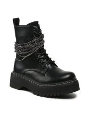 Jenny Fairy Trapery WS5207-24A Czarny. Czarne traperki Jenny Fairy, bez wzorów, ze skóry, bez obcasa, bez zapięcia. Za 119.99 zł.