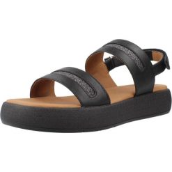 Sandały GEOX D CAMALEI Czarny. Czarne sandały Geox, bez wzorów, z syntetyku, bez obcasa, bez zapięcia. Za 332.99 zł.