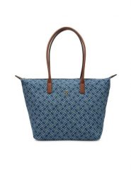 Tommy Hilfiger Torebka Popette Tote Denim Flag AW0AW18613 Niebieski. Niebieskie shopper bag Tommy Hilfiger, bez wzorów, z denimu, bez dodatków. Za 489.99 zł.
