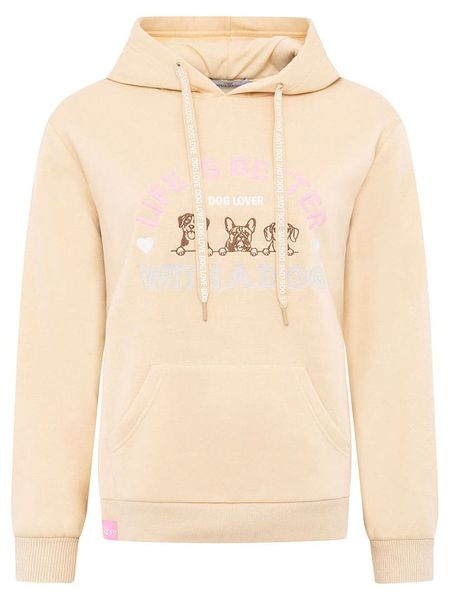 Zwillingsherz Bluza "Dog Life" w kolorze beżowym rozmiar: L/XL. Brązowe bluzy Zwillingsherz, l, bez wzorów, z kapturem. Za 130.99 zł.