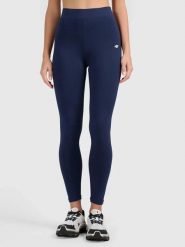 Legginsy treningowe bawełniane damskie granatowe 4F S Granatowy. Niebieskie legginsy 4f, bez wzorów, z bawełny. Za 79.99 zł.