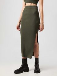 LeGer Spódnica "Phoebe" w kolorze oliwkowym rozmiar: 36. Zielone spódnice LeGer, bez wzorów, prążkowane, maxi. Za 129.75 zł.