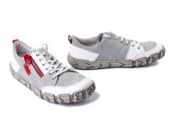 RIEKER L0302-40 grey combination, półbuty damskie. Szare półbuty wsuwane Rieker, bez wzorów, bez obcasa. Za 258.93 zł.