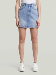 G-Star Spódnica dżinsowa w kolorze błękitnym rozmiar: W26. Niebieskie spódnice G-Star, z aplikacjami, ze skóry, klasyczne, mini. Za 143.99 zł.