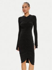 NORMA KAMALI Sukienka koktajlowa KK1243PLD25001 Czarny Slim Fit. Czarne sukienki Norma Kamali, xs, bez wzorów, z syntetyku, wizytowe, bez kołnierzyka, bez ramiączek. Za 869.99 zł.
