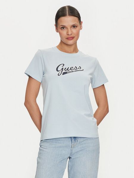 Guess Jeans T-Shirt 165657 Niebieski Classic Fit. Niebieskie t-shirty Guess Jeans, xs, z aplikacjami, z bawełny, bez kołnierzyka, bez ramiączek. Za 99.99 zł.
