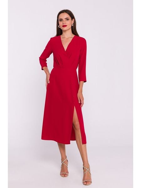 Stylove Sukienka w kolorze czerwonym rozmiar: XL. Czerwone sukienki Stylove, xl, bez wzorów, bez kołnierzyka, bez ramiączek, midi. Za 214.70 zł.