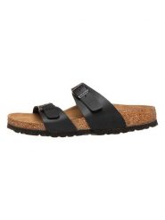 Birkenstock Klapki "Sydney" w kolorze czarnym rozmiar: 40. Czarne klapki Birkenstock, bez wzorów, klasyczne, z otwartym noskiem, bez obcasa, bez zapięcia. Za 218.05 zł.