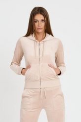 JUICY COUTURE Beżowa damska bluza Robertson Hoodie, Rozmiar S. Brązowe bluzy Juicy Couture, s, bez wzorów, bez ramiączek, z kapturem. W wyprzedaży za 207.99 zł.