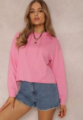 Różowa Bluza Palanthe. Czerwone bluzy Renee, xl, bez wzorów, casualowe, bez ramiączek, z kapturem. W wyprzedaży za 31.99 zł.