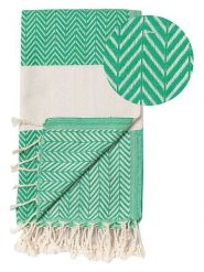 Hammam Chusta hammam w kolorze biało-zielonym - 180 x 100 cm rozmiar: onesize. Białe chusty Hammam, bez wzorów, z bawełny. Za 60.99 zł.