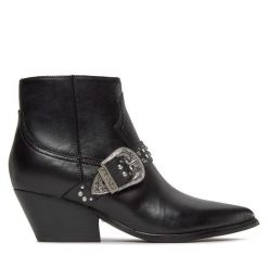 Botki Guess. Czarne botki Guess, z aplikacjami, bez obcasa, na słupku, bez zapięcia. Za 889.99 zł.