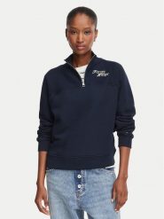 Tommy Hilfiger Bluza WW0WW51878 Granatowy Regular Fit. Niebieskie bluzy Tommy Hilfiger, s, bez wzorów, z bawełny, bez ramiączek, bez kaptura. Za 649.99 zł.