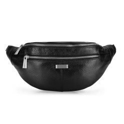 Torebka nerka z groszkowanej skóry. Czarne nerki i saszetki Wittchen, bez wzorów, ze skóry, eleganckie, przez ramię, bez dodatków. Za 199.90 zł.