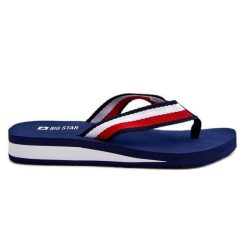 Damskie Klapki Japonki Na Platformie Big Star LL274779 Granatowe niebieskie. Niebieskie japonki bez wzorów, retro. Za 170.94 zł.