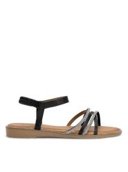 Clara Barson Sandały WYL04008-1A Czarny. Czarne sandały Clara Barson, bez wzorów, ze skóry, bez obcasa, na płaskiej podeszwie, bez zapięcia. Za 79.99 zł.