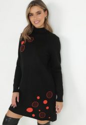 Czarna Tunika Dzianinowa z Golfem Crose. Czarne tuniki Born2be, l, bez wzorów, z dzianiny, bez kołnierzyka, bez ramiączek. W wyprzedaży za 111.99 zł.