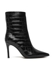 Eva Minge Botki EO-DEMI-GLC6303-6-320 Czarny. Czarne botki Eva Minge, bez wzorów, ze skóry, bez obcasa, na szpilce, bez zapięcia. Za 449.99 zł.