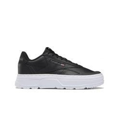 Buty do chodzenia damskie Reebok Club C Double Geo. Czarne buty treningowe Reebok, bez wzorów, z materiału, bez zapięcia, trekkingowe, Reebok Club. Za 206.49 zł.