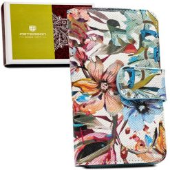 Duży portfel-piórnik damski ze skóry naturalnej w kwiatowy wzór - Peterson. Portfele Peterson, bez wzorów, ze skóry. Za 139.99 zł.