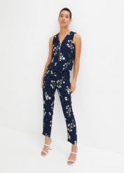 Kombinezon. Niebieskie kombinezony bonprix, bez wzorów, eleganckie, bez kołnierzyka, bez ramiączek. Za 149.99 zł.