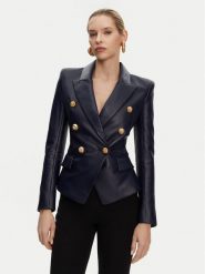 Balmain Marynarka DF0SG185LC62 Granatowy Regular Fit. Niebieskie marynarki i żakiety Balmain, bez wzorów, ze skóry, bez ramiączek. Za 13,139.00 zł.
