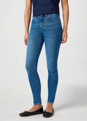 DAMSKIE SPODNIE WRANGLER HIGH SKINNY URBAN HAZE 112362302. Jeansy Wrangler, l, bez wzorów, z jeansu. Za 209.99 zł.