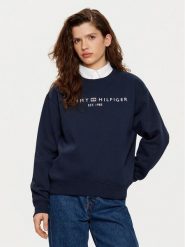 Tommy Hilfiger Bluza WW0WW39791 Granatowy Relaxed Fit. Niebieskie bluzy Tommy Hilfiger, l, bez wzorów, z bawełny, bez kaptura. Za 259.99 zł.
