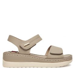 Sandały Go Soft. Szare sandały GO SOFT, bez wzorów, bez obcasa, na koturnie, bez zapięcia. Za 139.99 zł.