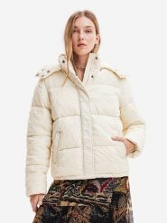 Desigual Kurtka puchowa 23WWEW72 Beżowy Regular Fit. Brązowe kurtki Desigual, na zimę, xl, bez wzorów, z puchu, bez kaptura. Za 749.99 zł.