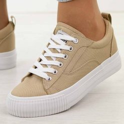 Beżowe trampki damskie American Club Lh114. Brązowe trampki American CLUB, bez wzorów, z jeansu, klasyczne, bez zapięcia. Za 99.00 zł.