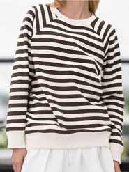 Bluza crewneck w paski - wielobarwny. Bluzy Sinsay, l, bez wzorów, bez ramiączek, bez kaptura. W wyprzedaży za 24.99 zł.
