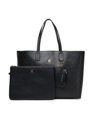 Tommy Hilfiger Torebka Th Icon Tote Mono AW0AW17687 Czarny. Czarne shopper bag Tommy Hilfiger, bez wzorów, ze skóry, bez dodatków. Za 559.99 zł.