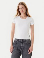 Converse T-Shirt 10027252-A01 Biały Slim Fit. Białe t-shirty Converse, s, bez wzorów, z bawełny, bez kołnierzyka, bez ramiączek. Za 139.99 zł.