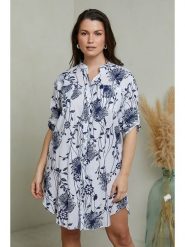 Curvy Lady Sukienka w kolorze kremowo-granatowym rozmiar: 48/50. Brązowe sukienki Curvy Lady, bez wzorów, klasyczne, bez kołnierzyka, bez ramiączek, mini. Za 86.78 zł.