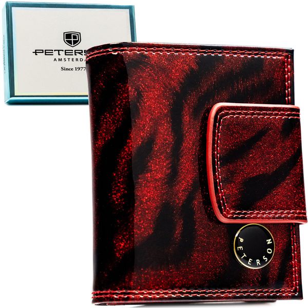Czerwony, lakierowany portfel damski ze skóry naturalnej i ekologicznej z systemem RFID PTN PS329-TDS Peterson. Czerwone portfele Peterson, bez wzorów, z lakierowanej skóry. Za 119.99 zł.