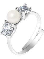 Mitzuko Srebrny pierścionek z perłą w kolorze białym rozmiar: onesize. Szare pierścionki Mitzuko, z kryształem, srebrne. Za 260.99 zł.