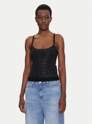 Guess Top W5GR47 Z3MN2 Czarny Regular Fit. Czarne topy Guess, m, z aplikacjami, z syntetyku, bez kołnierzyka, bez ramiączek. Za 262.00 zł.