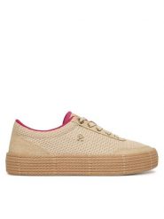 Tommy Hilfiger Espadryle Th Foxing Platform Rope FW0FW09173 Beżowy. Brązowe espadryle Tommy Hilfiger, bez wzorów, z materiału, bez obcasa. Za 409.99 zł.