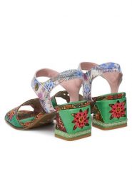 Laura Vita Sandały Jacqueso 20 Zielony. Zielone sandały LAURA VITA, bez wzorów, ze skóry, bez obcasa, na słupku, bez zapięcia. Za 399.99 zł.