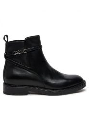 KARL LAGERFELD Botki KL41444 Czarny. Czarne botki KARL LAGERFELD, bez wzorów, ze skóry, bez obcasa, na płaskiej podeszwie, bez zapięcia. Za 1,049.00 zł.