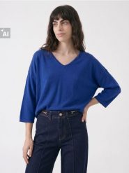 Sweter oversize z rękawami kimono, z domieszką wełny - niebieski. Niebieskie swetry Sinsay, l, bez wzorów, z wełny, bez ramiączek. Za 39.99 zł.