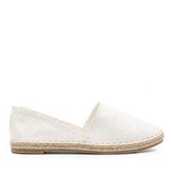 Espadryle Jenny Fairy. Białe espadryle Jenny Fairy, bez wzorów, bez obcasa. Za 89.99 zł.
