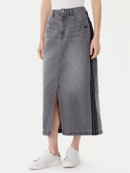 Adidas Spódnica jeansowa adicolor 3-Stripes JW2659 Szary Regular Fit. Szare spódnice adidas, bez wzorów, z bawełny. Za 279.99 zł.