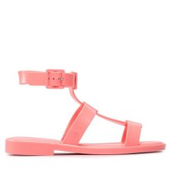Sandały Melissa. Czerwone sandały Melissa, bez wzorów, bez obcasa, na płaskiej podeszwie, bez zapięcia. Za 179.99 zł.