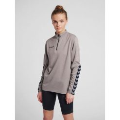 Bluza do piłki nożnej damska Hummel demi-zip hml AUTHENTIC. Szare bluzy Hummel, xs, bez wzorów, sportowe, bez ramiączek, bez kaptura. W wyprzedaży za 165.50 zł.